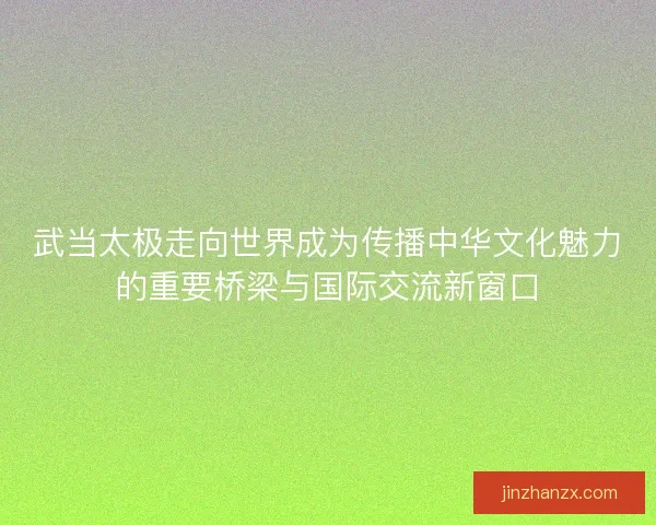 武当太极走向世界成为传播中华文化魅力的重要桥梁与国际交流新窗口